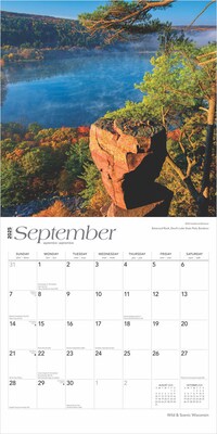 2025 BrownTrout Wisconsin Wild & Scenic 12" x 12" Monthly Square Wall Calendar (9781975475956)