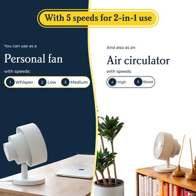Windmill Oscillating Desk Fan, 5-Speed, Black (FC07W5)