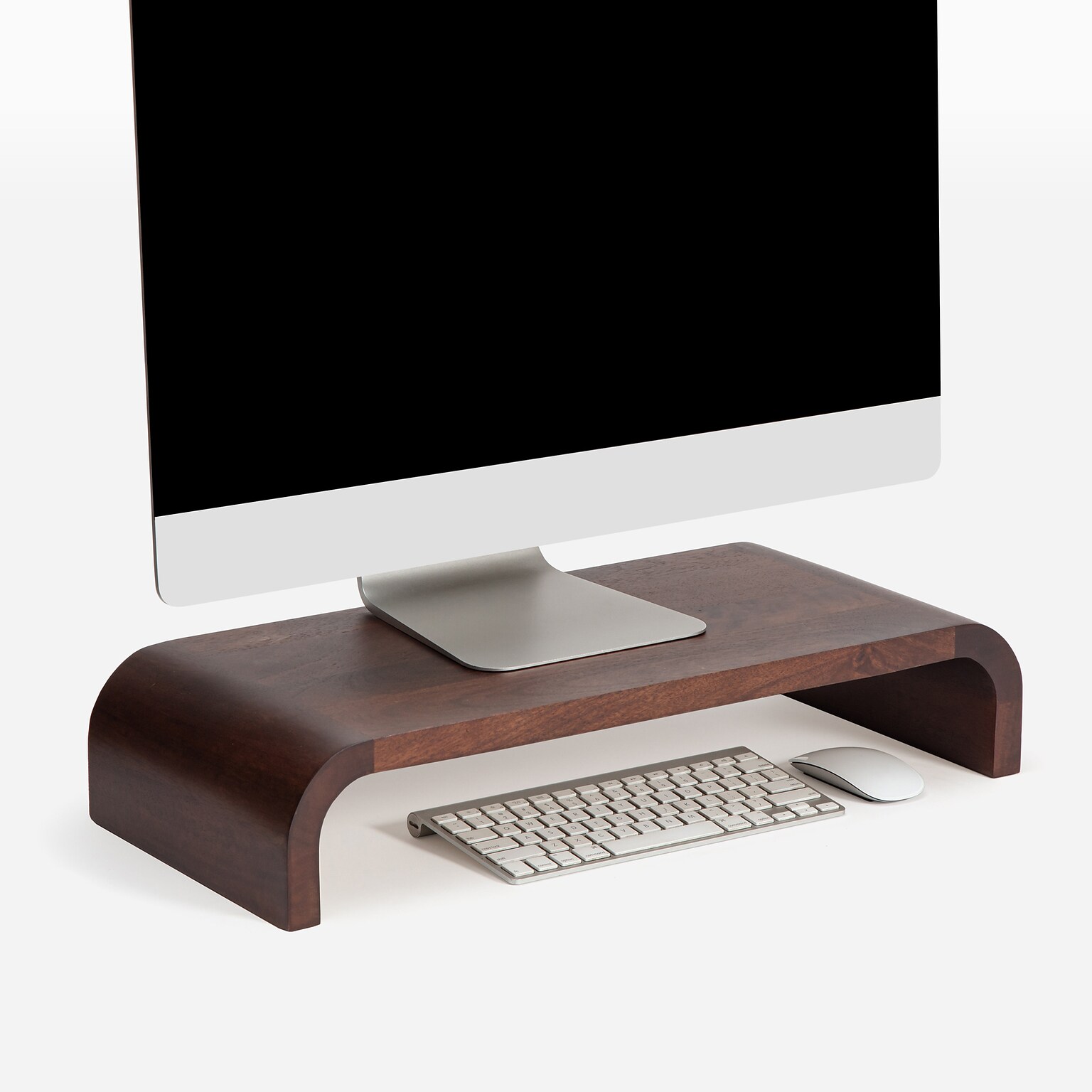 Anji Mountain Mango Wood Monitor Stand, Up to 32 Monitor, Walnut (MS-CRV-WAL)