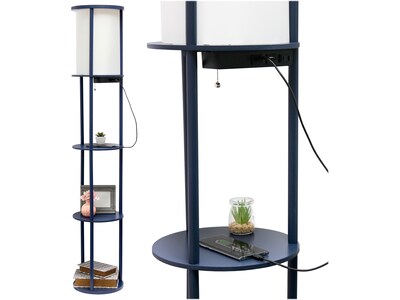 Simple Designs 62.5" Matte Navy Floor Lamp with Cylindrical Shade (LF2010-NAV)