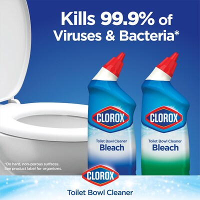 Clorox Disinfecting Toilet Bowl Cleaner with Bleach, Rain Clean Scent, 24 Oz., 2/Pack (00273)