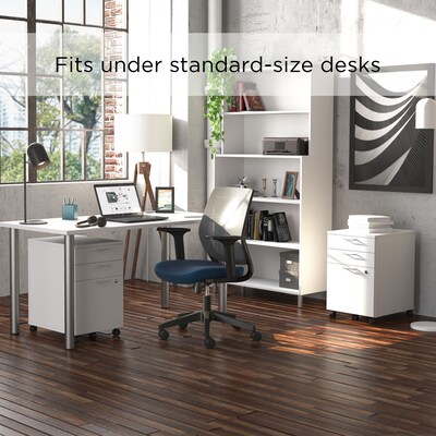 Union & Scale™ Essentials 3-Drawer Vertical File Cabinet, Mobile/Pedestal, Letter/Legal, White, 21" (UN56980)