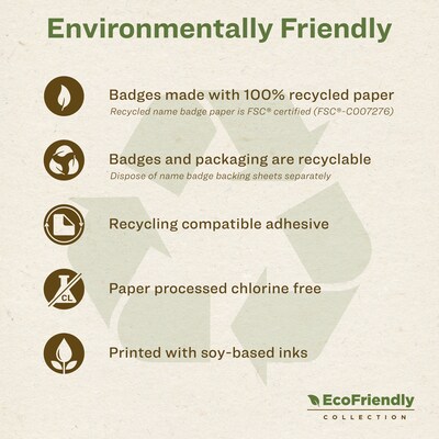 Avery EcoFriendly Stick On Sticker Name Tags/Labels, White, 20 Sheets/Pack, 160 Labels/Pack (42395)