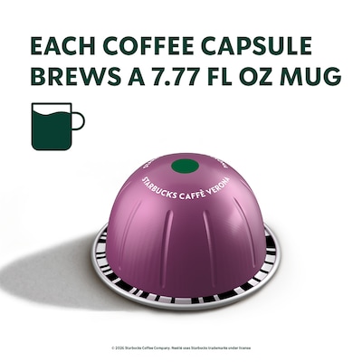 Nespresso Starbucks Caffe Verona Coffee Nespresso Vertuo Capsules, Dark Roast, 30/Pack (163924)
