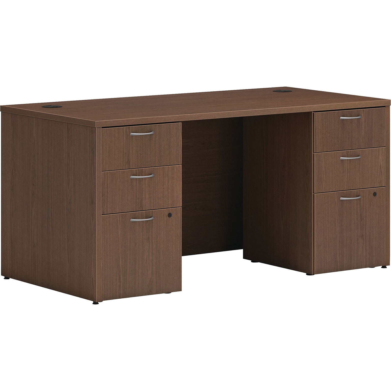 HON Mod 60W Double-Pedestal Desk, Sepia Walnut (HLPLDS6030BBFSE1)