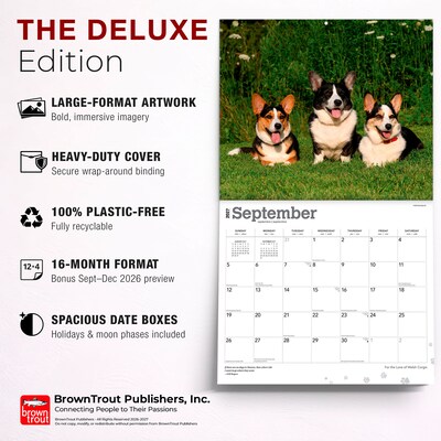 2027 BrownTrout For the Love of Welsh Corgis 14" x 12" Monthly Wall Calendar, Assorted Colors (9798330714698)