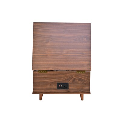 Victor Monroe Retro 8-in-1 Turntable Record Player and Entertainment Center with Bluetooth and Built in Speakers, Walnut