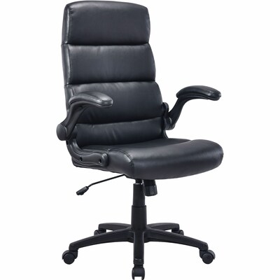 Lorell Colline Ergonomic Bonded Leather Swivel Executive Chair, Black (LLR41853)