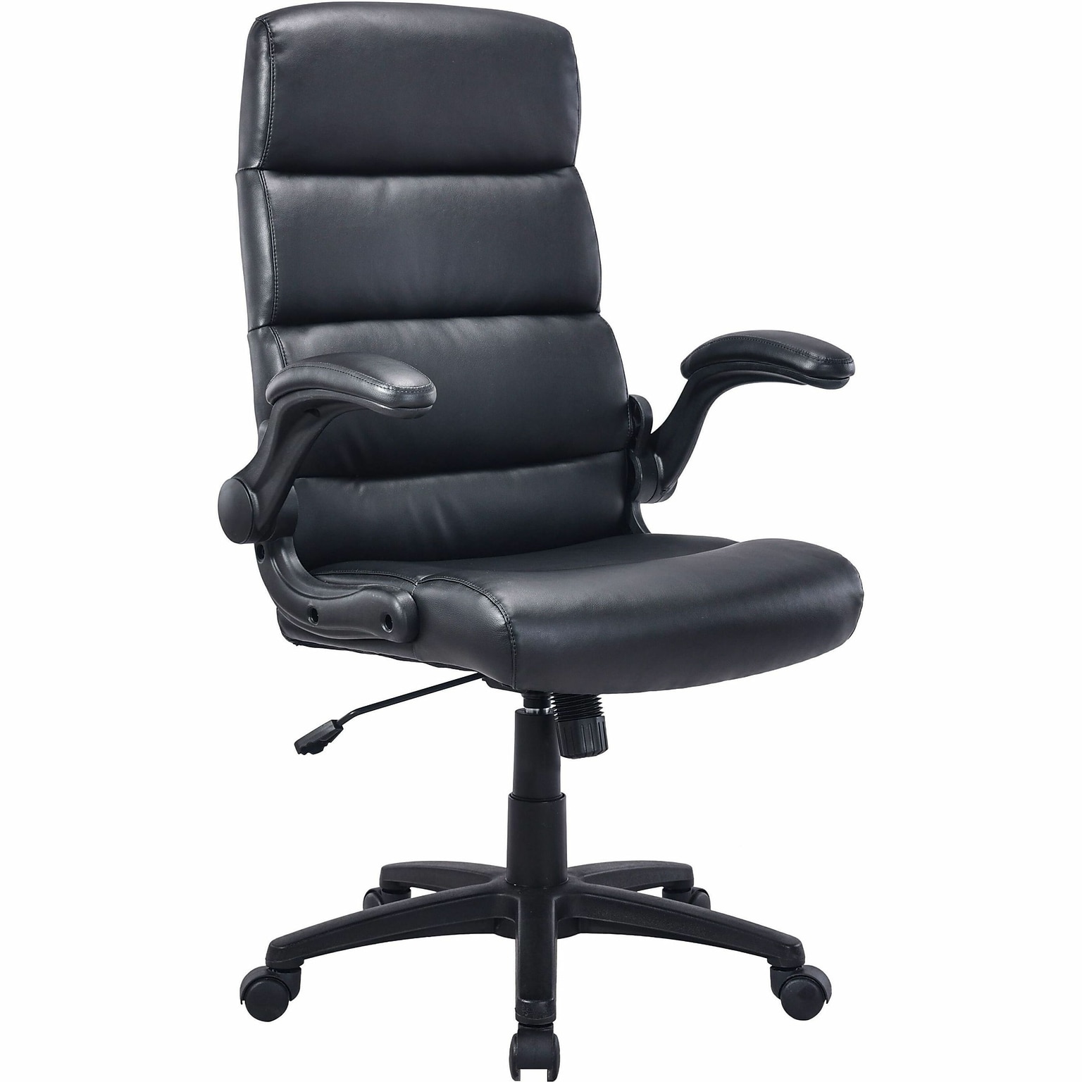 Lorell Colline Ergonomic Bonded Leather Swivel Executive Chair, Black (LLR41853)