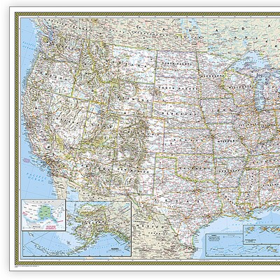 National Geographic United States Classic Map, Enlarged and Laminated, 69.25 x 48 (NGMRE00602987)
