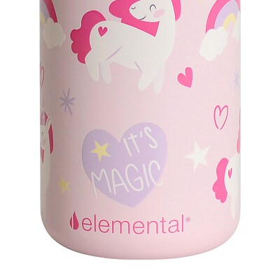 Elemental Core Pop Stainless Steel Double Wall Insulated Water Bottle, 18 oz., Unicorn Magic (EBC18UM26P)