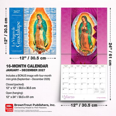 2027 BrownTrout La Virgen de Guadalupe 12" x 12" Monthly Wall Calendar (9798330711499)