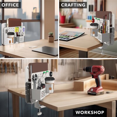 Mount-It! 360° Rotating Pegboard and Document Organizer with Accessories for Desks, White (MI-7301WHT)