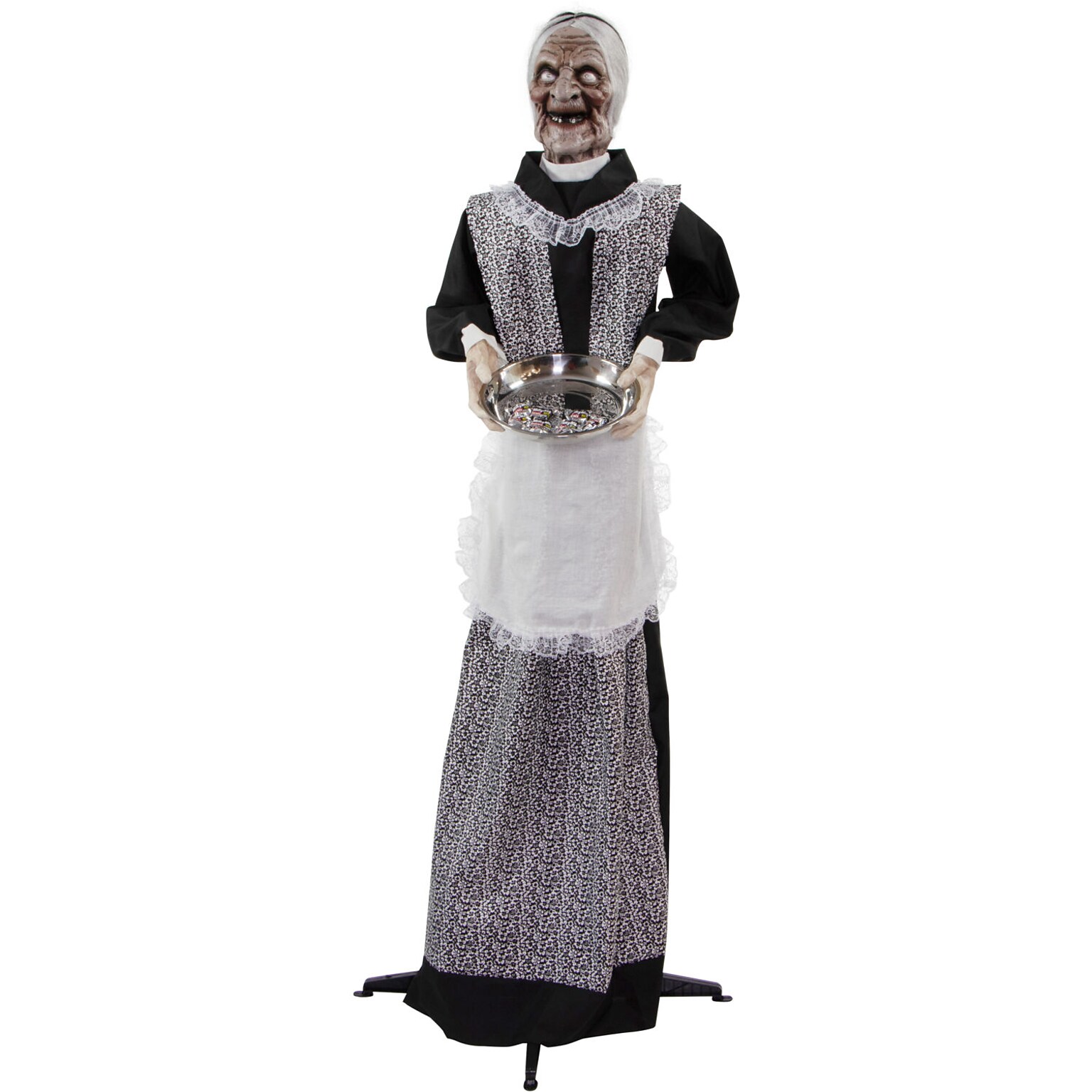 Haunted Hill Farm Life-Size Animatronic Zombie Maid Holding Tray (HHLADY-7FLSA)