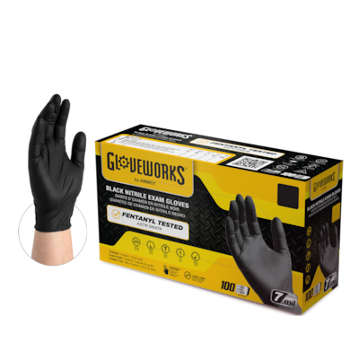 Gloveworks GWBEN Nitrile Exam Gloves, Small, Black, 100/Box (GWBEN42100)