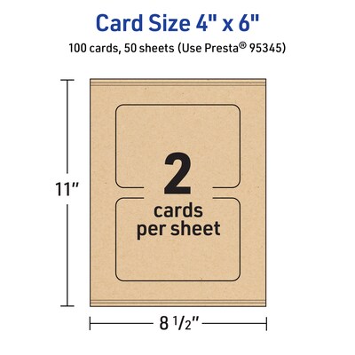 Avery Integrated Cards, 4" x 6", Matte Kraft Brown, 100/Box (95345)