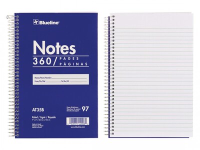 Blueline Notes Steno Pad, 6 x 9, Ruled, Blue, 180 Sheets/Pad (AT35B)