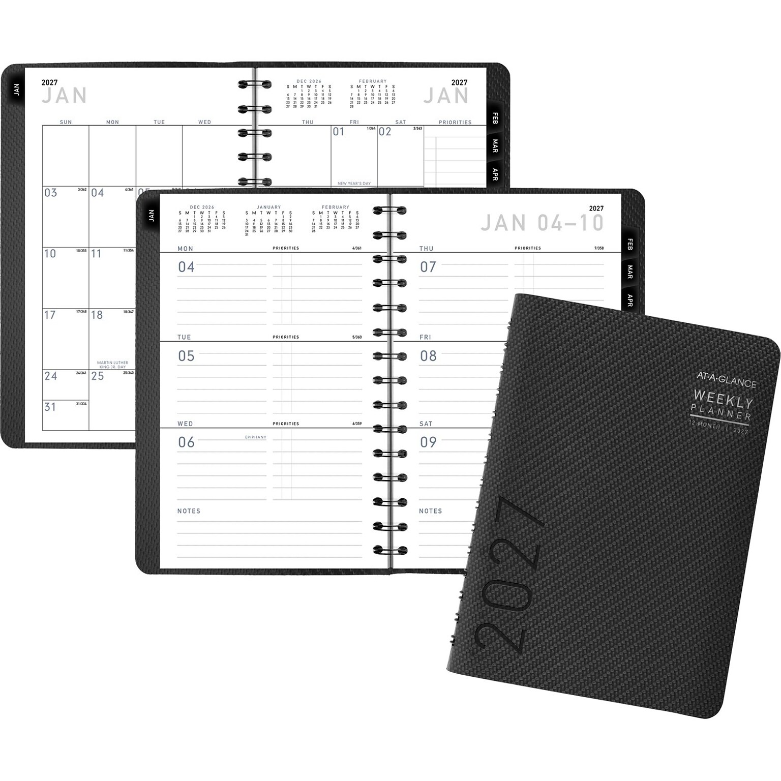 2027 AT-A-GLANCE Contemporary 5 x 8 Weekly & Monthly Planner, Faux Leather Cover, Charcoal (70-100X-45-27)