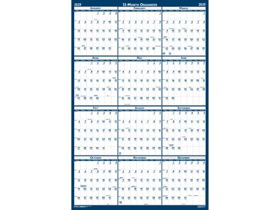 2025 House of Doolittle 24 x 18 Yearly Wet-Erase Wall Calendar, Reversible, White/Blue (3960-25)