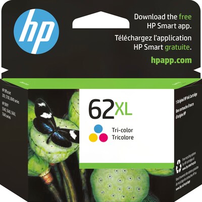 HP 62XL Tri-Color High Yield Ink Cartridge, Print Up to 415 Pages (C2P07AN#140)
