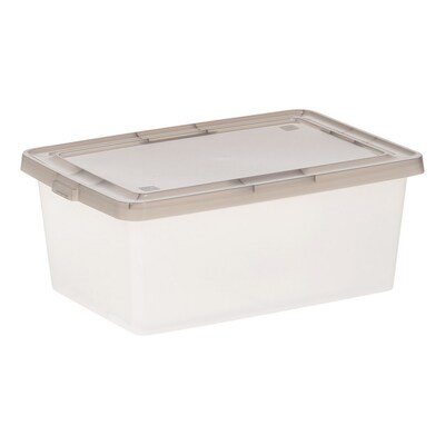 Iris 14.5 Quart Snap Top Plastic Snap Closure Storage Bin, Clear, 6/Pack (585102)