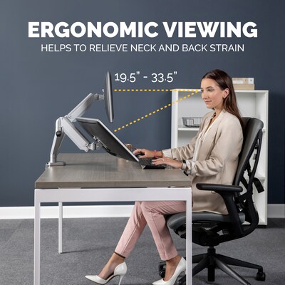 Fellowes Platinum Series Adjustable Dual Arms, Up to 32" Monitor, Silver (8056501)