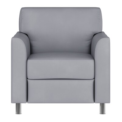 Flash Furniture Hercules Diplomat LeatherSoft Reception Chair, Gray/Chrome Legs (BT8271GYCHR)