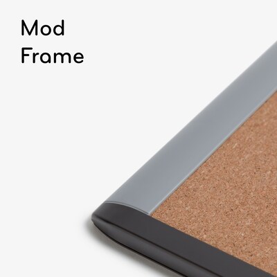 U Brands MOD Cork Bulletin Board, Black and Gray Frame, 20" x 16" (390U00-01)