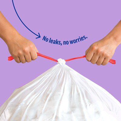 Perk™ 13 Gallon Scented Kitchen Trash Bag, 28" x 24", Low Density, 0.9 mil, White, 100 Bags/Box (PK56751)