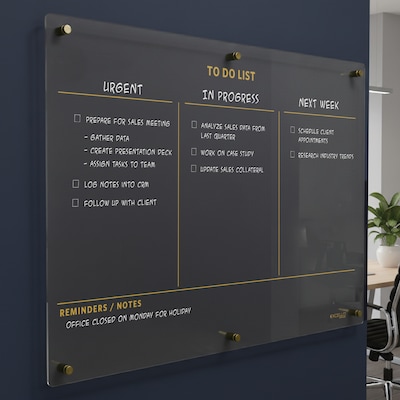 Excello Brands Acrylic Dry-Erase Planning Board, 20" x 30", Gold Print (ACRYLBRD-TOD20X30-GLD)