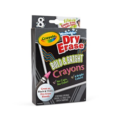 Crayola Washable Dry Erase Crayon, Assorted Colors, 8/Box (98-5202)