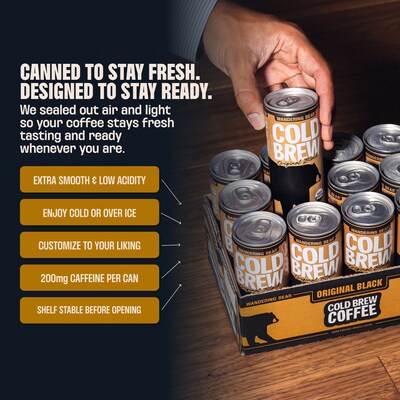 Wandering Bear Straight Black Cold Brew Coffee, 8 oz., 12/Carton (WBC00019)