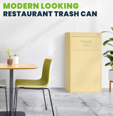 Alpine Industries Wood Trash Can Enclosure with Tray Top, 40 Gallon, Oak, 2/Pack (476-MEO-2PK)