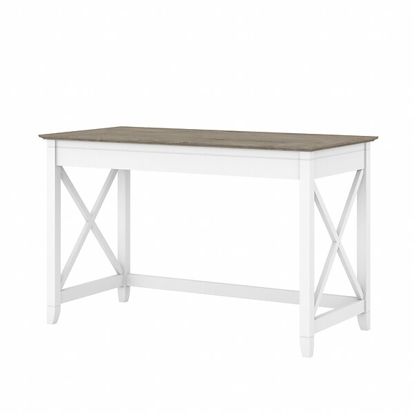 Bush Furniture Key West 48 Writing Desk, Shiplap Gray/Pure White (KWD148G2W-03)