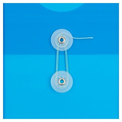 JAM Paper® Plastic Envelopes with Button and String Tie Closure, Open End, 6.25 x 9.25, Blue, 12/Pack (472B1BU)