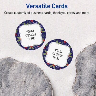 Avery Silver-Navy Matte Blank Card, White, 120/Pack (S00-FHS)