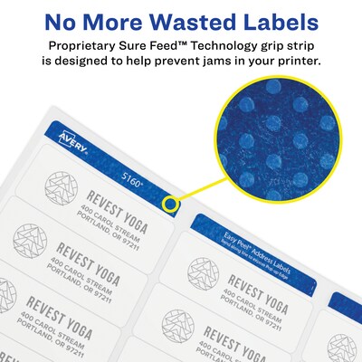 Avery Sure Feed Laser Round Labels, 1-2/3" Dia, White, 600 Labels/Pack (5293)
