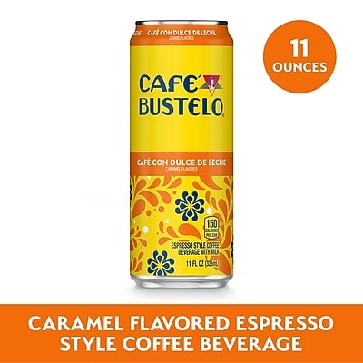 Café Bustelo Ready to Drink Café con Dulce de Leche Liquid Coffee, Espresso Roast, 11 oz., 12 Cans/Carton (76980)