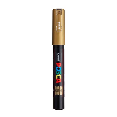 POSCA PC-1M Water Based Paint Marker, Extra Fine Bullet Tip, Gold, 3/Pack (UBCPC1MGOLD-3)