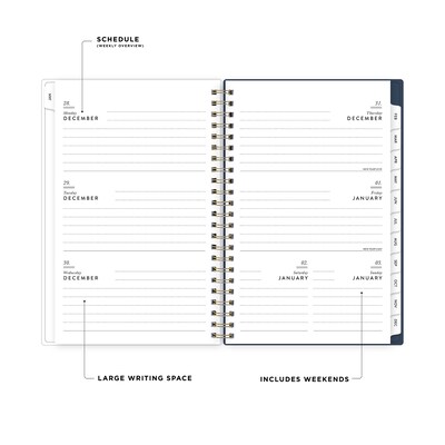 2027 Blue Sky Bespoke Letterpress Cranes In Flight 8" x 5" Calendar Year Weekly & Monthly Standard Planner, Plastic Cover