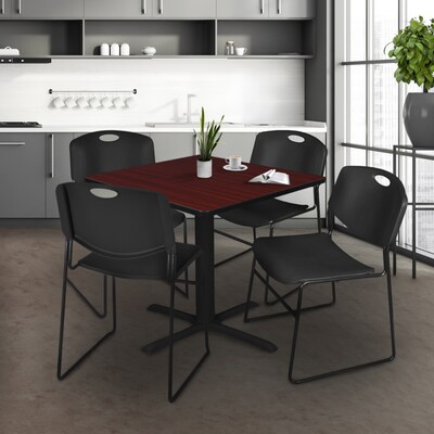 Regency 48-inch Laminate Square Table with 4 Chairs, Mahogany & Black (TB4848MH44BK)