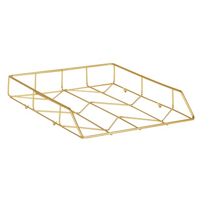 Mind Reader Metal Front Loading Letter Tray, Letter/Legal Size, Gold (PTRAY-GLD)