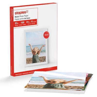 Staples Basic Glossy Photo Paper, 8.5W x 11L, 100/Pack (19900/13607)