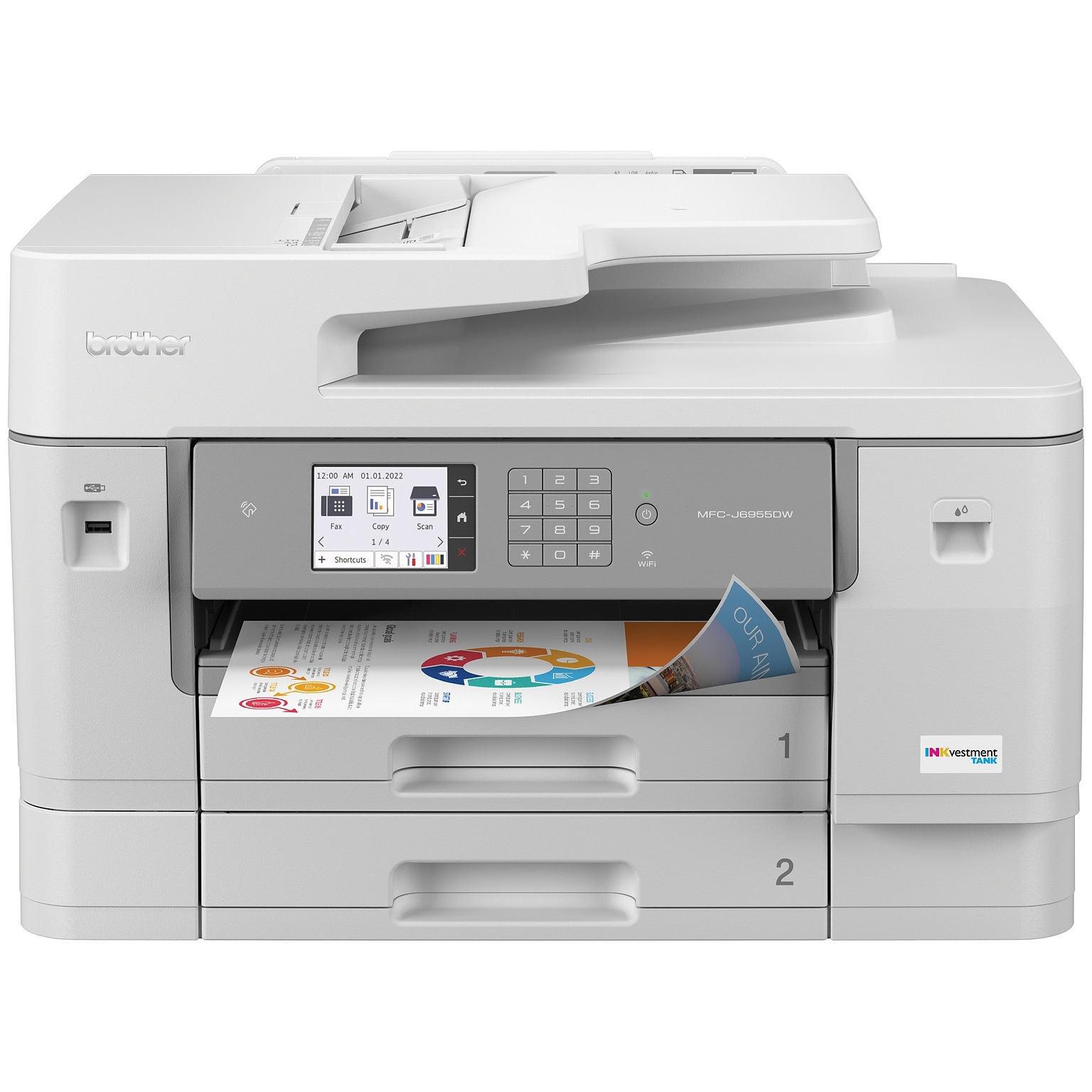 Brother INKvestment Tank MFC-J6955DW Wireless Color Inkjet Printer, All-In-One Supertank, Print, Scan, Copy, Fax