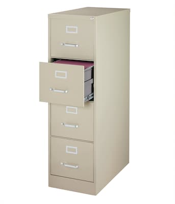 Hirsh Commercial 4-Drawer Vertical File Cabinet, Letter Size, Lockable, 52"H x 15"W x 26.5"D, Putty (14028)