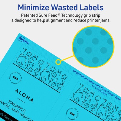 Avery Laser/Inkjet Multipurpose Rectangle Labels, 5" x 3.5", Bright Blue, 320/Box (94256)