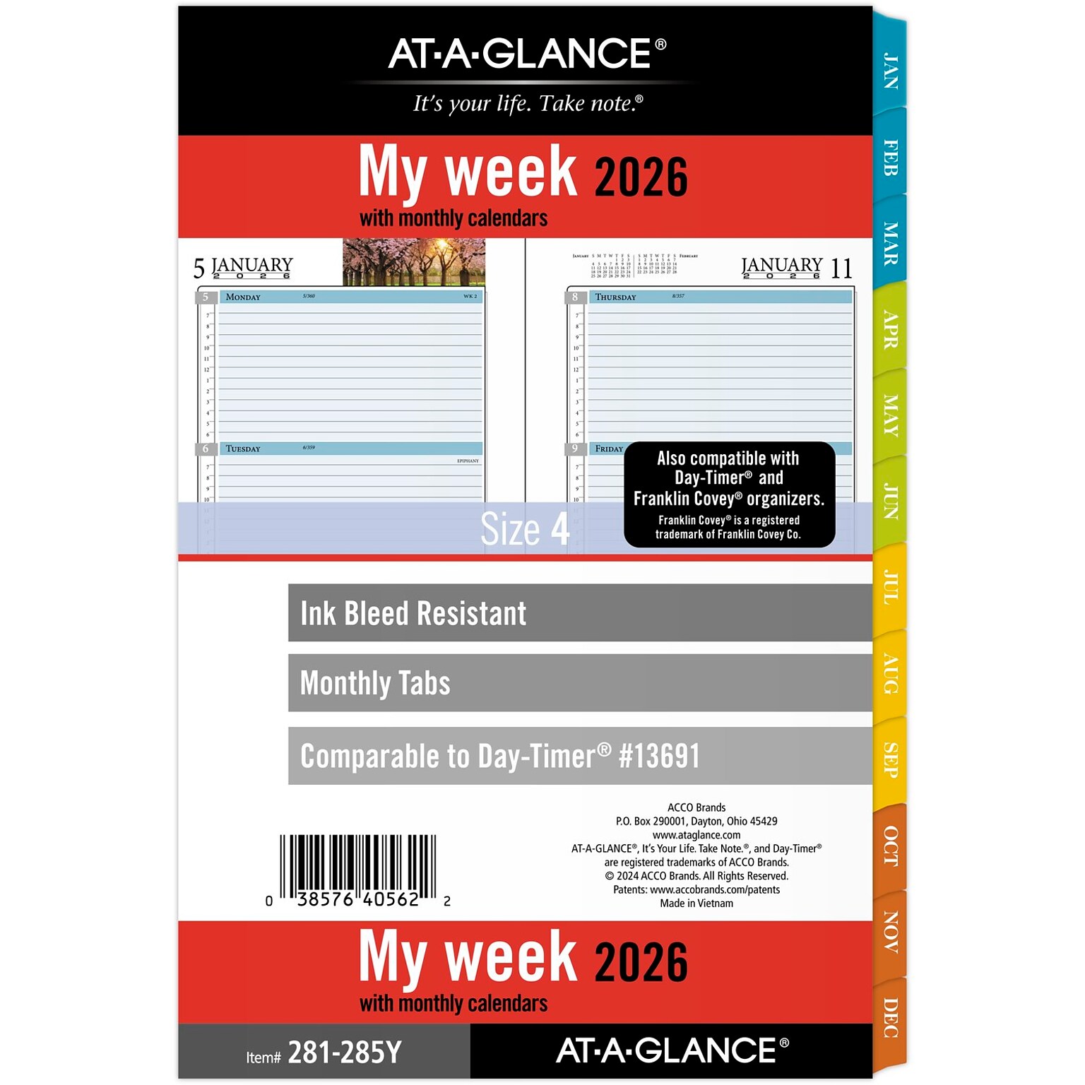 2026 AT-A-GLANCE Zenscapes 8.5 x 5.5 Weekly & Monthly Refill Pages, Multicolor (281-285Y-26)