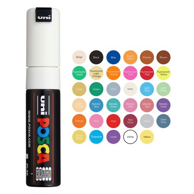 POSCA PC-8K Water Based Paint Marker, Broad Chisel Tip, Red, 2/Pack (UBCPC8KRED-2)