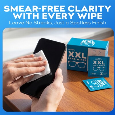 ProHeal XXL Lens Wipes, 9.8" x 6.7" Eye Glasses Cleaner Wipes for Lenses & Display Screens, 250 Count (PH-16004H)