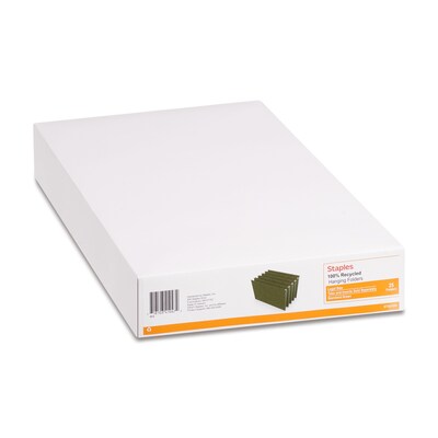 Staples Hanging File Folder, Stright Cut, Legal Size, Standard Green, 25/Box (ST521252/521252)